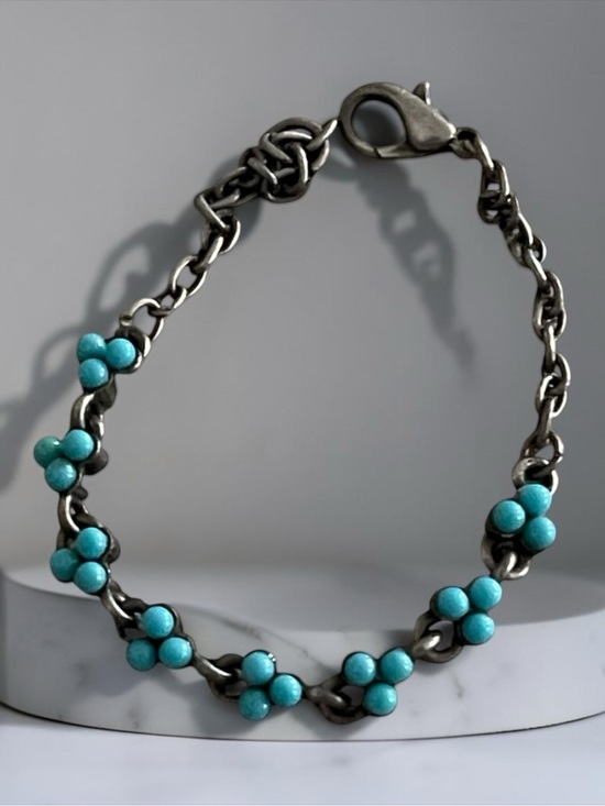 Jewelry - Turquoise Bead Floral Chain Bracelet - Women Jewelry